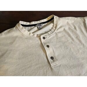 One Bone Henley Shirt Mens 3 Cream Short Sleeve Curved Hem Stretch OB1141